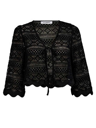 Co'Couture LaraCC Crochet Tie Blouse Black